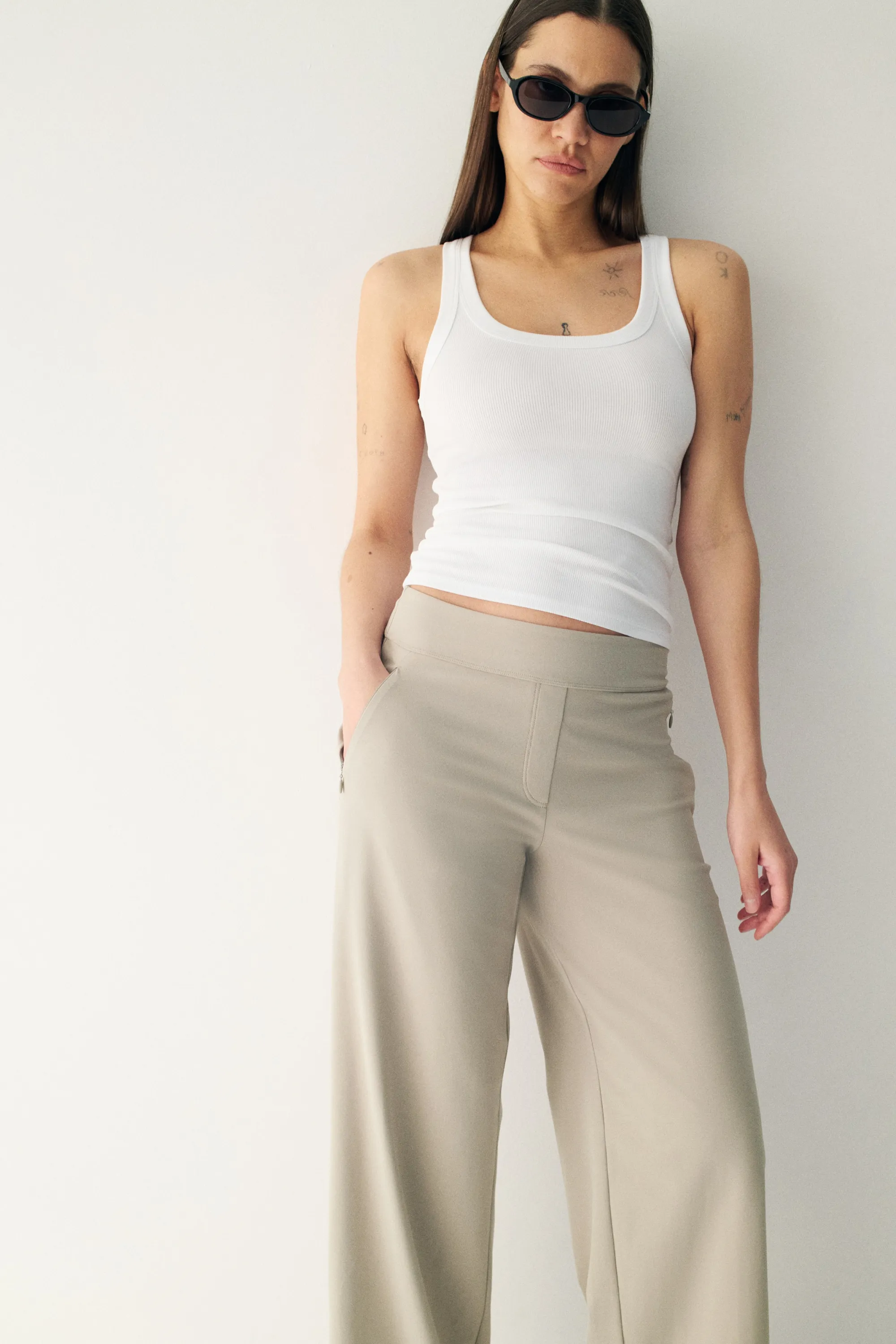 Pantalon large Four-way Stretch - Beige