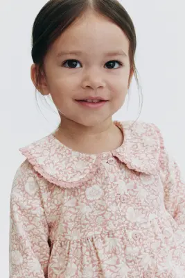 Blouse en velours côtelé à motif - Rose clair/fleuri — photo 1