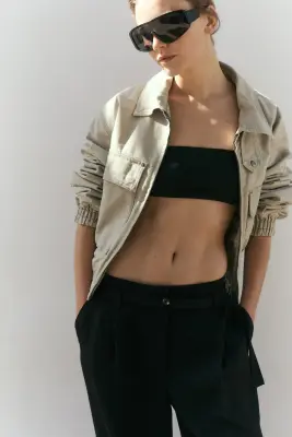 Pantalon large avec ceinture - Noir — photo 1
