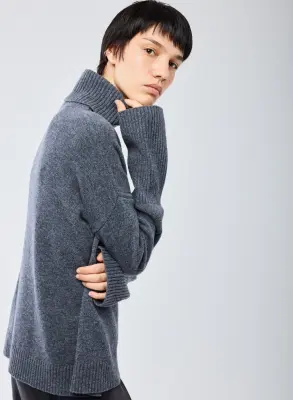 Pull Gris Col Roulé Manches Longues en Laine merinos — photo 4