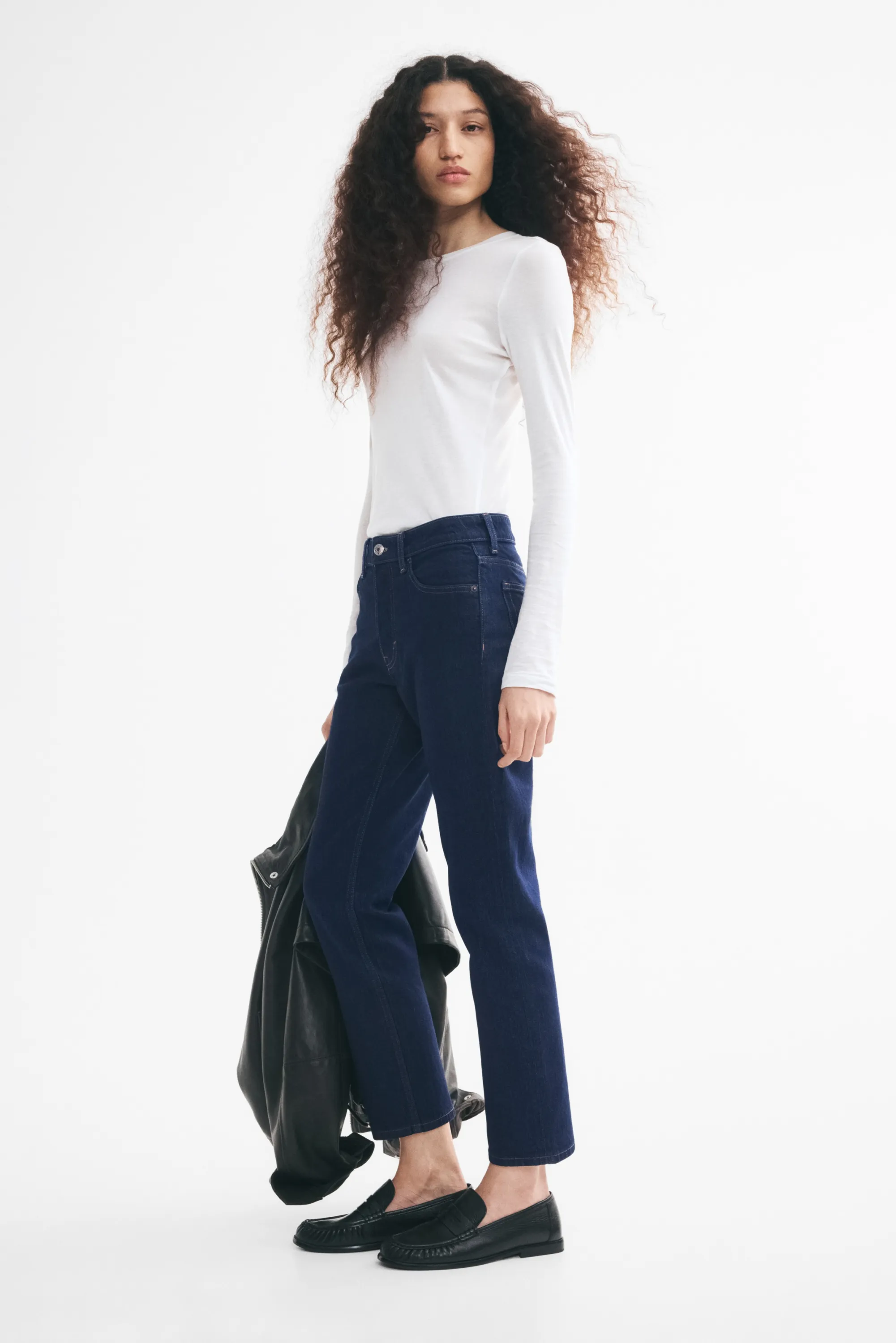 Straight Regular Waist Jeans - Bleu denim foncé