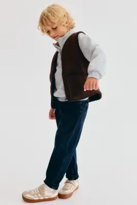 Veste sans manches en tissu Teddy bear - Marron foncé — photo 2