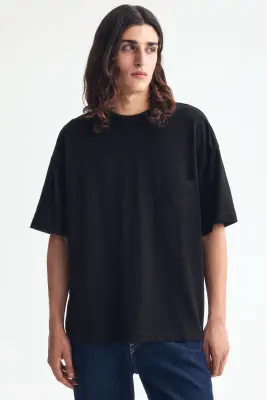 T-shirt Oversized Fit en coton - Noir — photo 1