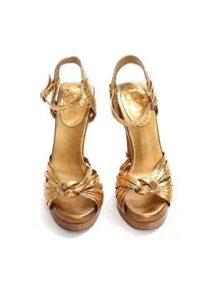 Sandales salomé à talon en python doré Prix boutique 650€ Taille 36 — photo 2