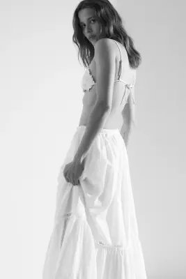 Jupe en coton avec dentelle - Blanc — photo 2
