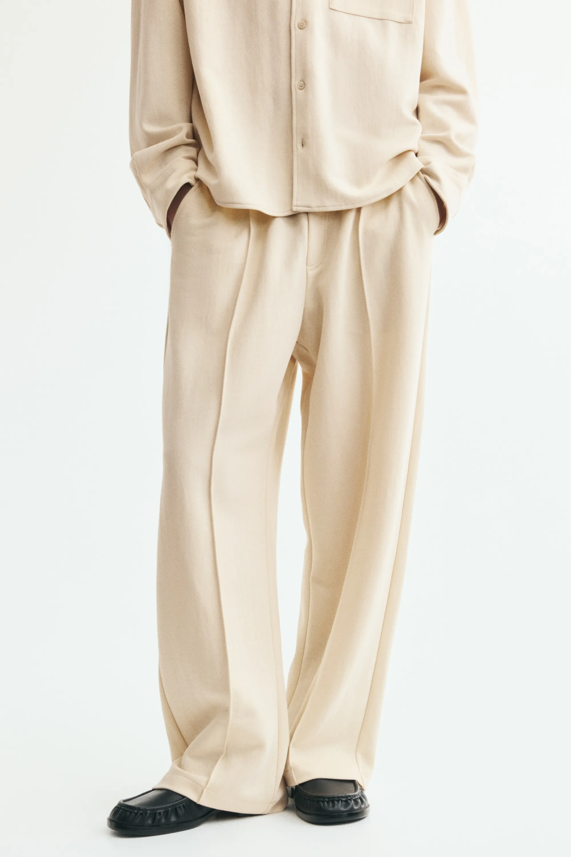Pantalon jogger Relaxed Fit en interlock - Beige clair