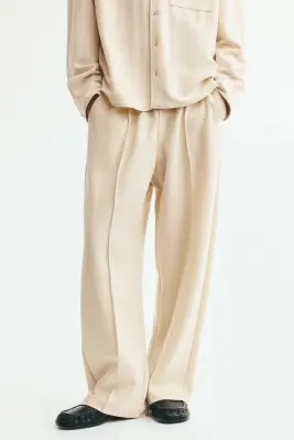 Pantalon jogger Relaxed Fit en interlock - Beige clair — photo 1