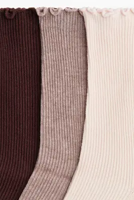 Lot de 3 paires de chaussettes avec détail surjeté - Bordeaux/taupe/crème — photo 2