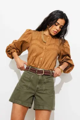 Short en jean de couleur Femme — photo 2