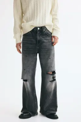 Loose Bootcut Jeans - Gris denim foncé — photo 1