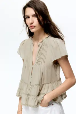 Blouse à manches bouffantes - Taupe clair — photo 2