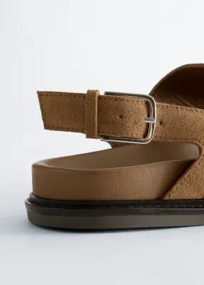 Sandales en cuir à boucle - Beige — photo 3