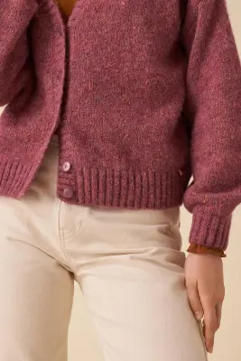 gilet bella praline boutonne — photo 3