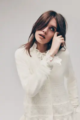 Gilet en maille pointelle - Blanc — photo 2
