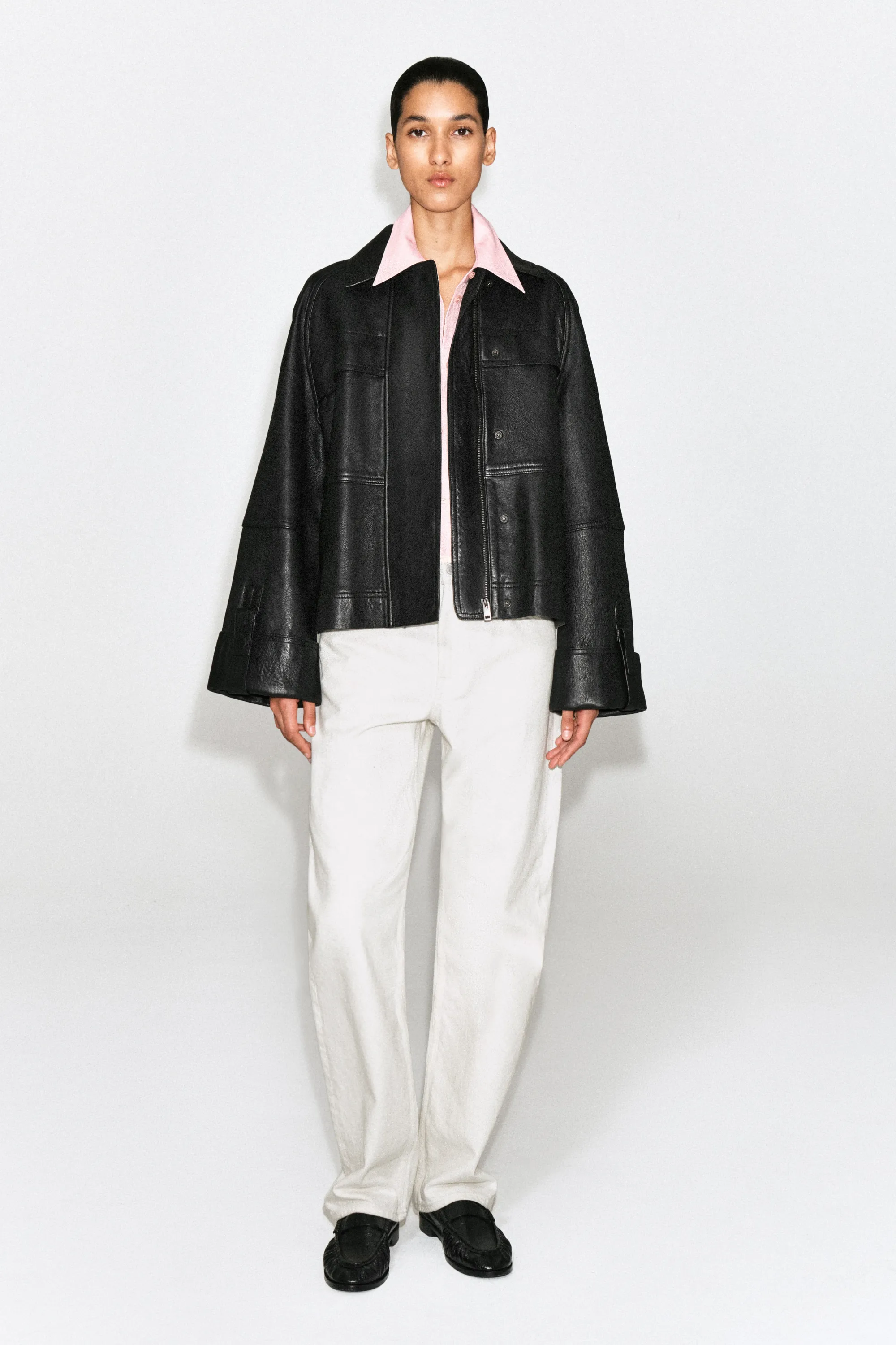 VESTE WORKWEAR EN CUIR - NOIR
