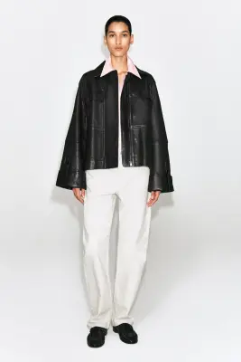 VESTE WORKWEAR EN CUIR - NOIR — photo 1