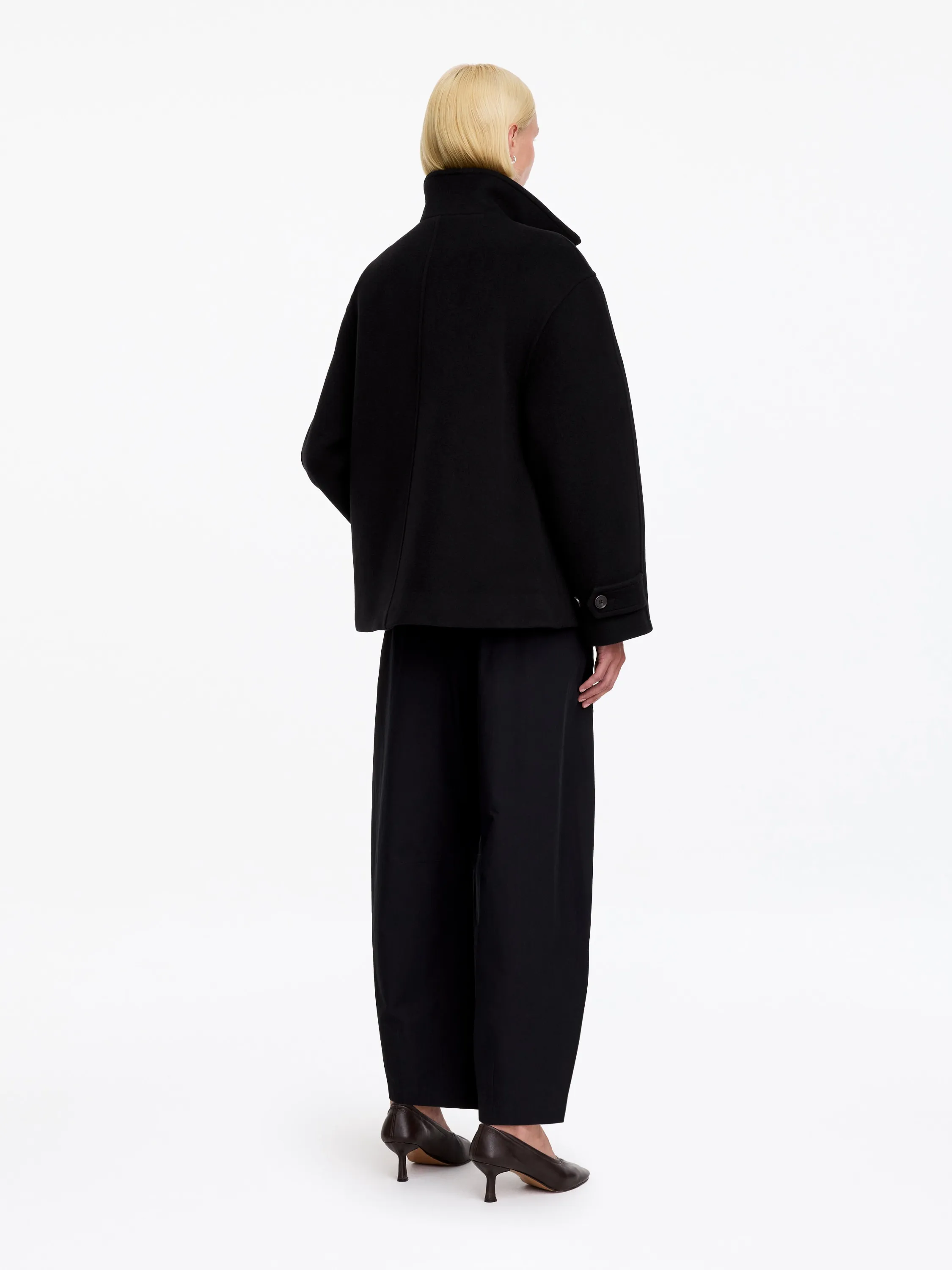 Duffle-coat court en laine mélangée - Noir