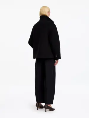 Duffle-coat court en laine mélangée - Noir — photo 1
