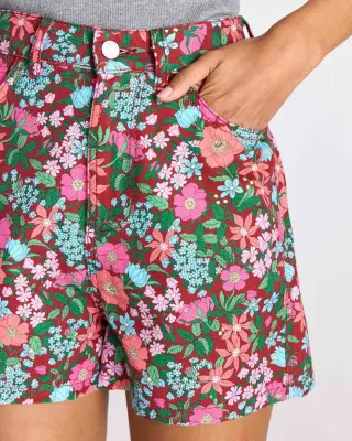 Short Triomphe imprimé Liberty rose et bordeaux — photo 3