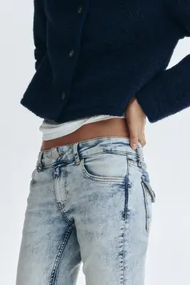 Flared Low Jeans - Bleu denim pâle — photo 1