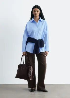 Chemise oversize en coton - Bleu — photo 2