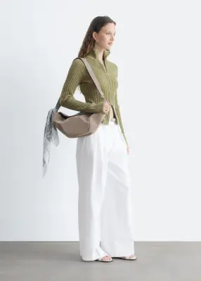 Cardigan zippé à col roulé - Vert — photo 4
