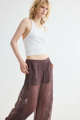 Pantalon ballon avec dentelle - Violet ancien — photo 1