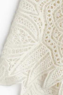 Jupe en lin mélangé avec broderie anglaise - Crème — photo 3