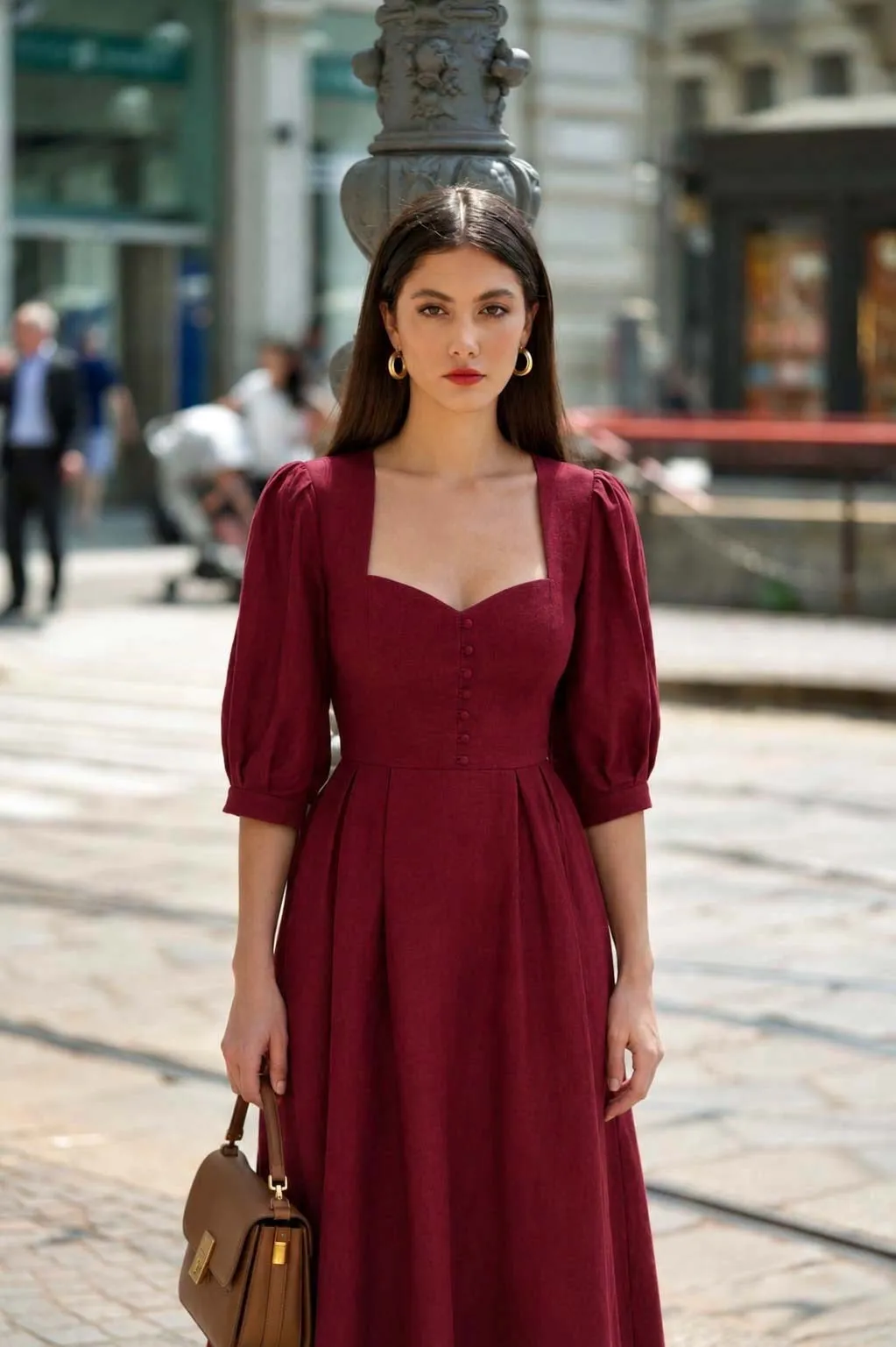 Bardetta Midi Dress - Bordeaux