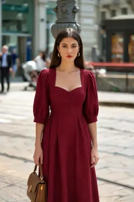 Bardetta Midi Dress - Bordeaux — photo 1