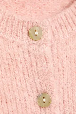 Cardigan en maille à manches courtes - Pêche Claire Poudrée — photo 4