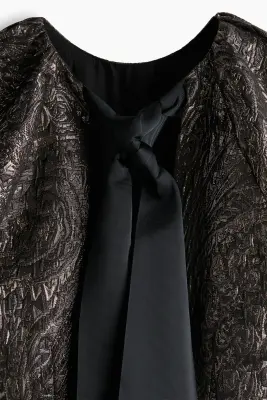 Robe à manches ballon - Noir/motif — photo 2