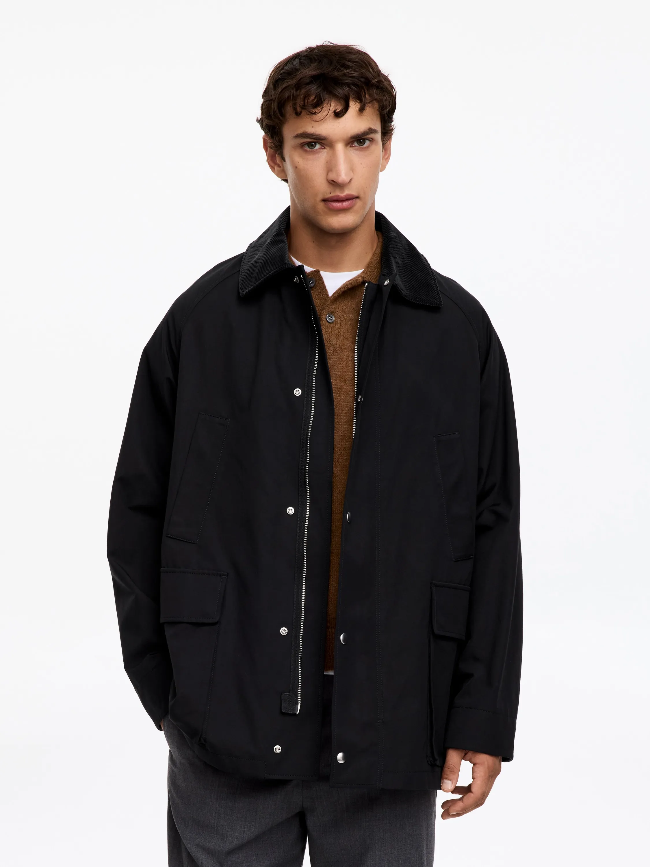 Manteau ciré mi-long - Noir
