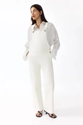 MAMA Salopette Before & After en denim - Blanc — photo 2