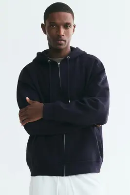 Veste à capuche zippée Loose Fit - Bleu foncé — photo 2