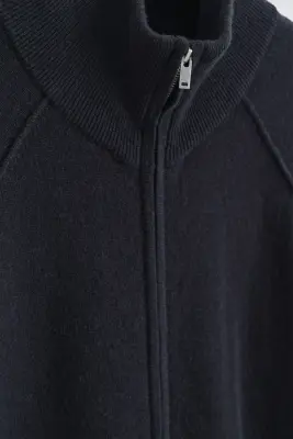 CARDIGAN ZIPPÉ À COL CHEMINÉE EN CACHEMIRE - BLEU MARINE — photo 3