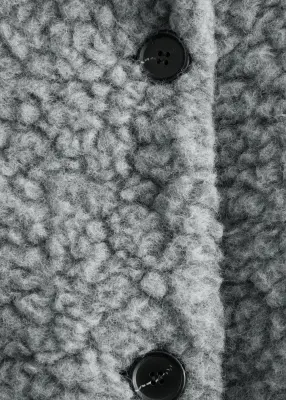 Manteau long en peau de mouton retournée - Gris — photo 2