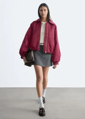 Veste style bomber à col - Bordeaux — photo 2