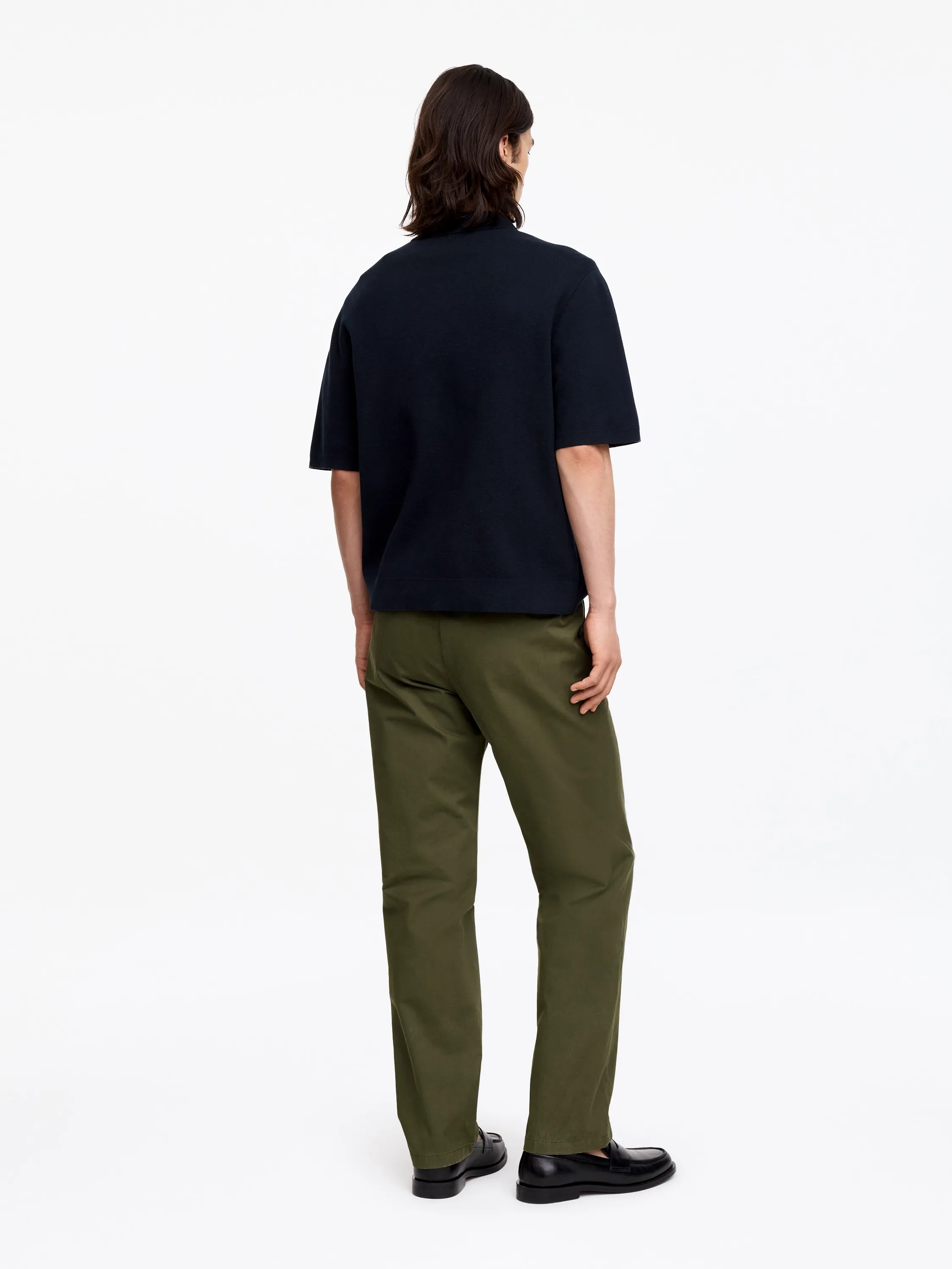 Pantalon chino droit en coton - Vert foncé