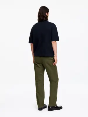 Pantalon chino droit en coton - Vert foncé — photo 1