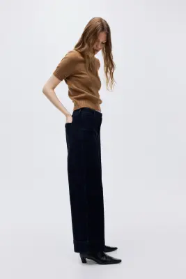 Wide High Ankle Jeans - Bleu denim foncé — photo 4