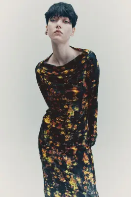 Robe imprimée - Noir/fleuri — photo 1