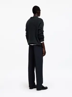 Pantalon décontracté en sergé de coton - Bleu foncé — photo 2