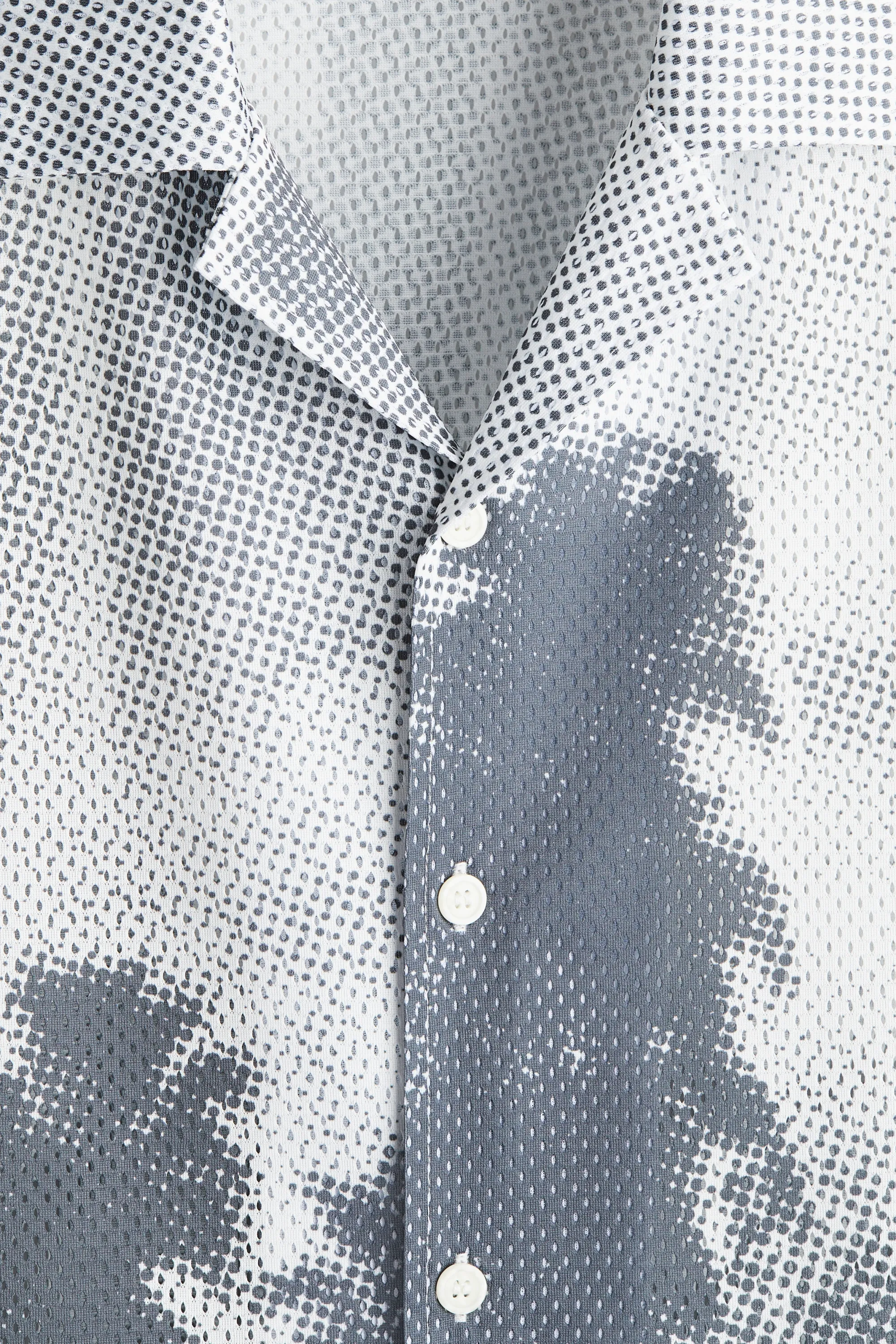 Chemise Loose Fit en mesh avec col cubain - Gris/palmiers