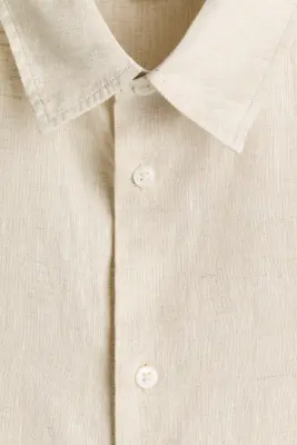 Chemise Relaxed Fit en lin - Crème — photo 5