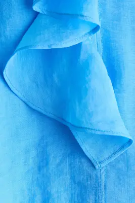 Blouse volantée en lyocell mélangé - Bleu vif — photo 4