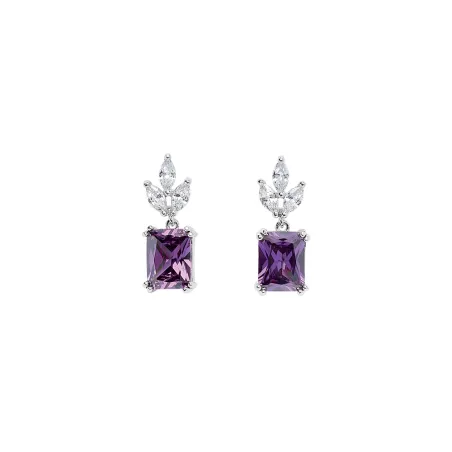 Boucle d'oreille Argent Rhodié - Oxyde de Zirconium violet et blanc Go Mademoiselle 602614