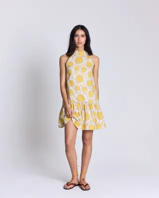 Robe Elisabeth imprimé Liberty tournesols jaune — photo 5