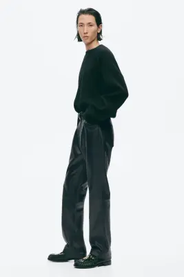 Pantalon Regular Fit en cuir - Noir — photo 4