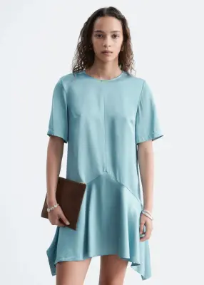 Robe courte à ourlet asymétrique - Bleu tourterelle — photo 1